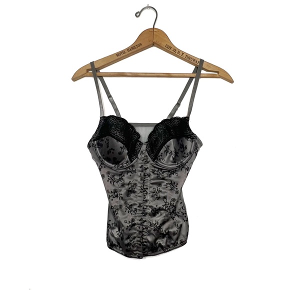 Vintage Tops - Vintage | Grey Floral Bustier